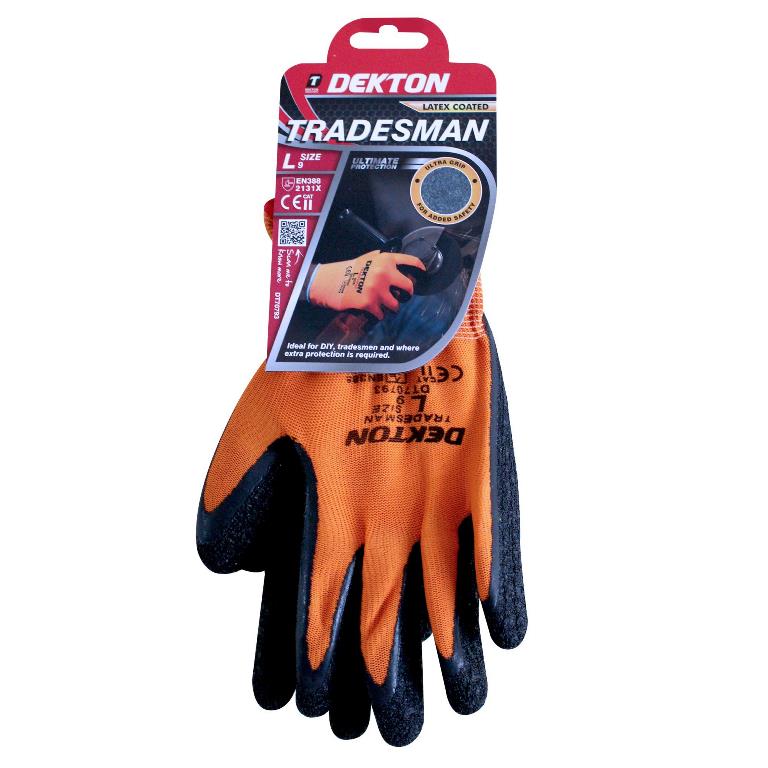 Dekton Size 9/L Tradesman Latex Coated Glove - Click Image to Close