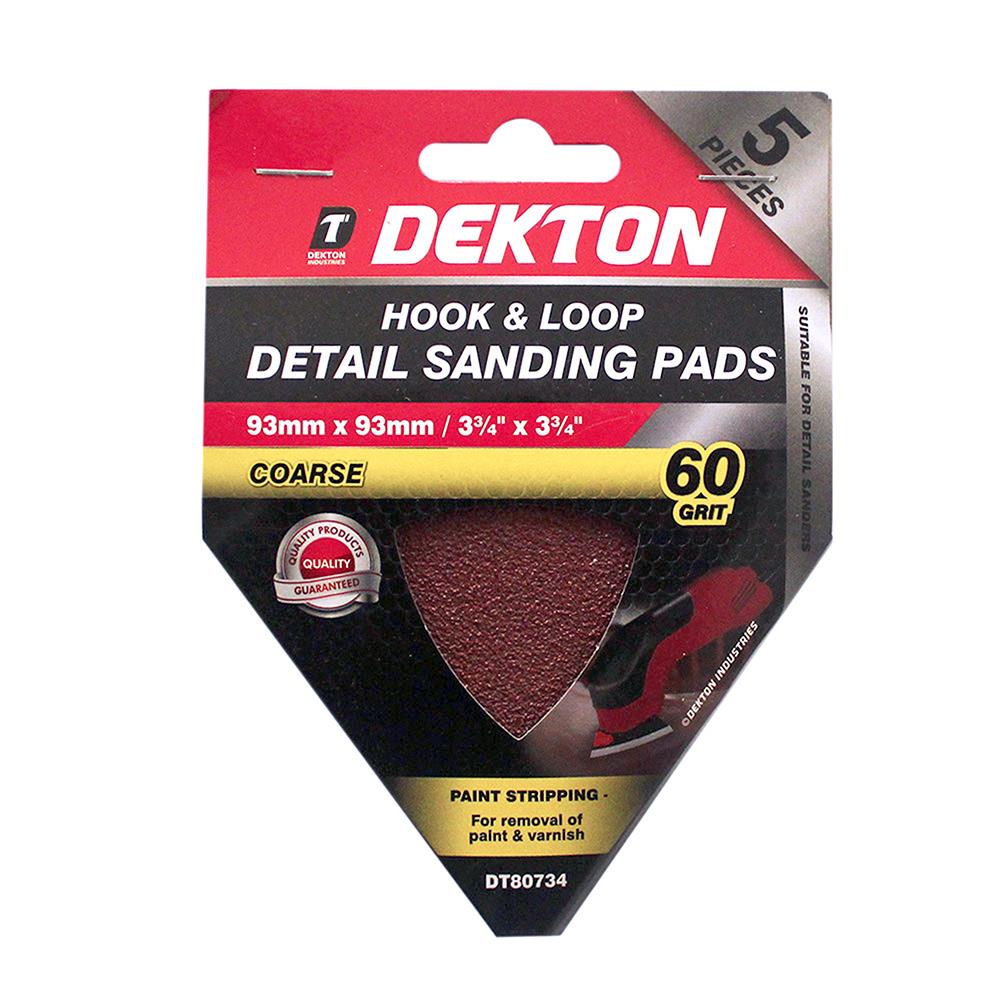 Dekton 5 Piece Hook And Loop Detail Sanding Pads 93mm x 93mmar - Click Image to Close