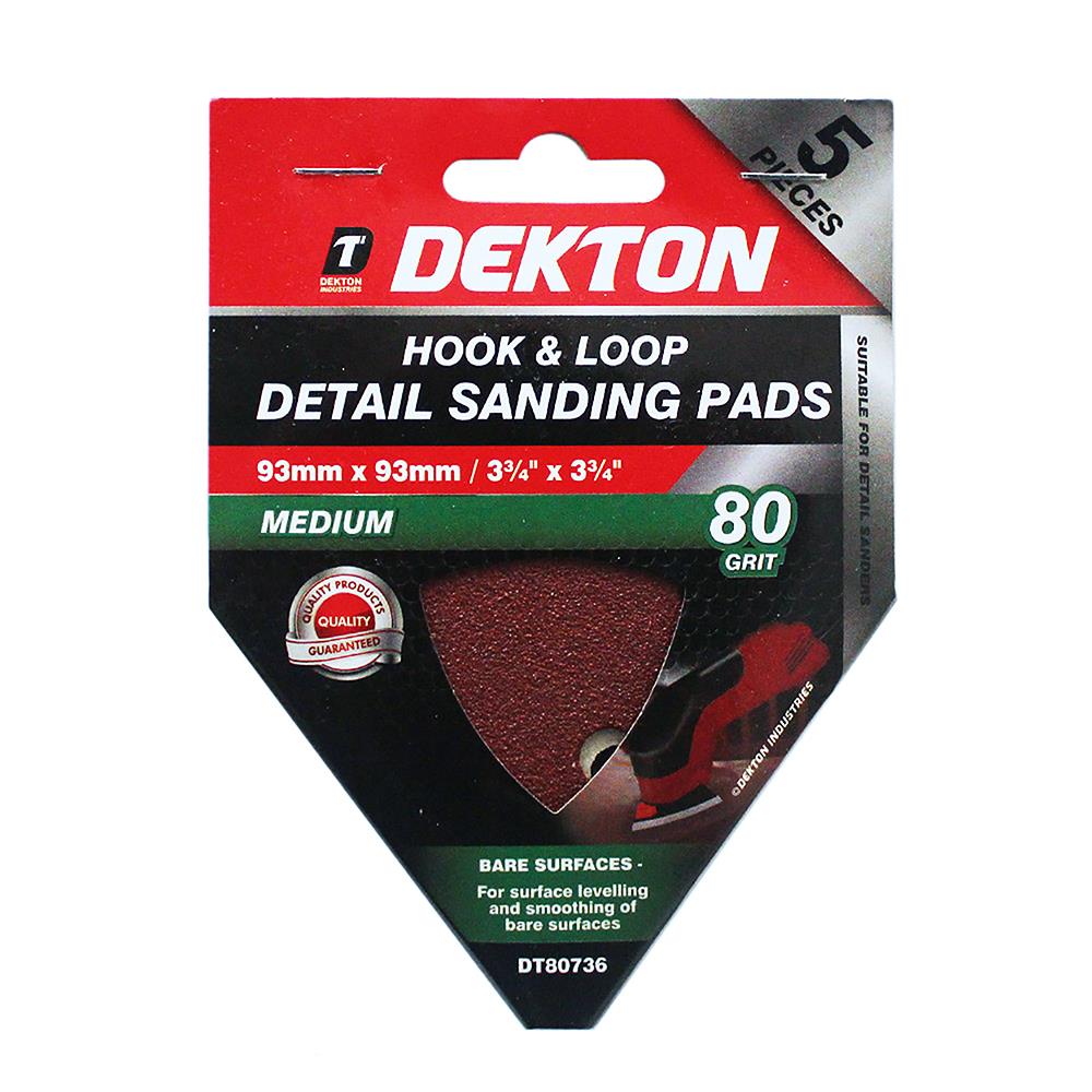 Dekton 5 Piece Hook And Loop Detail Sanding Pads 93mm x 93mm - Click Image to Close