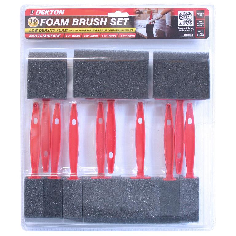 Dekton 10 Piece Foam Brush Set - Click Image to Close