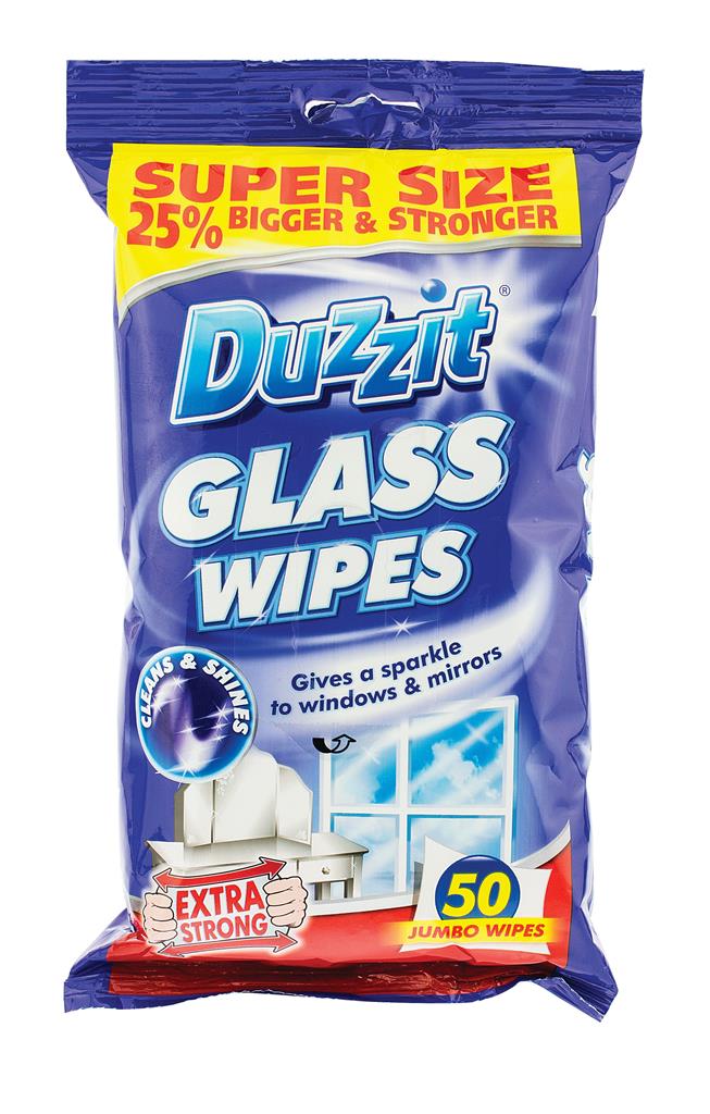 Duzzit Extra Strong Glass Wipes 50 Pack