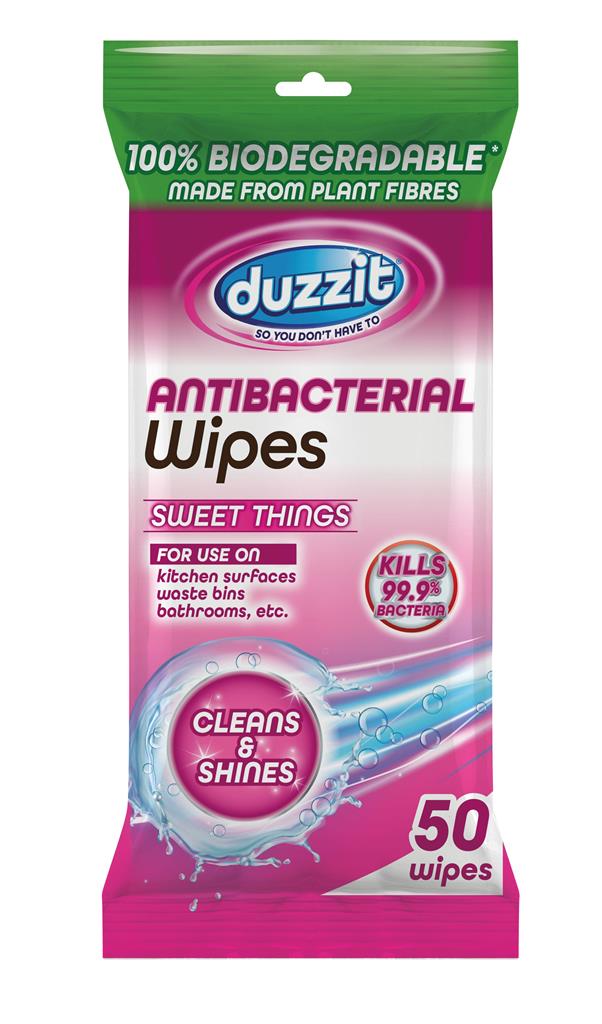 Biodegrabale Anti Bacterial Wipes Sweet Things 50pk - Click Image to Close