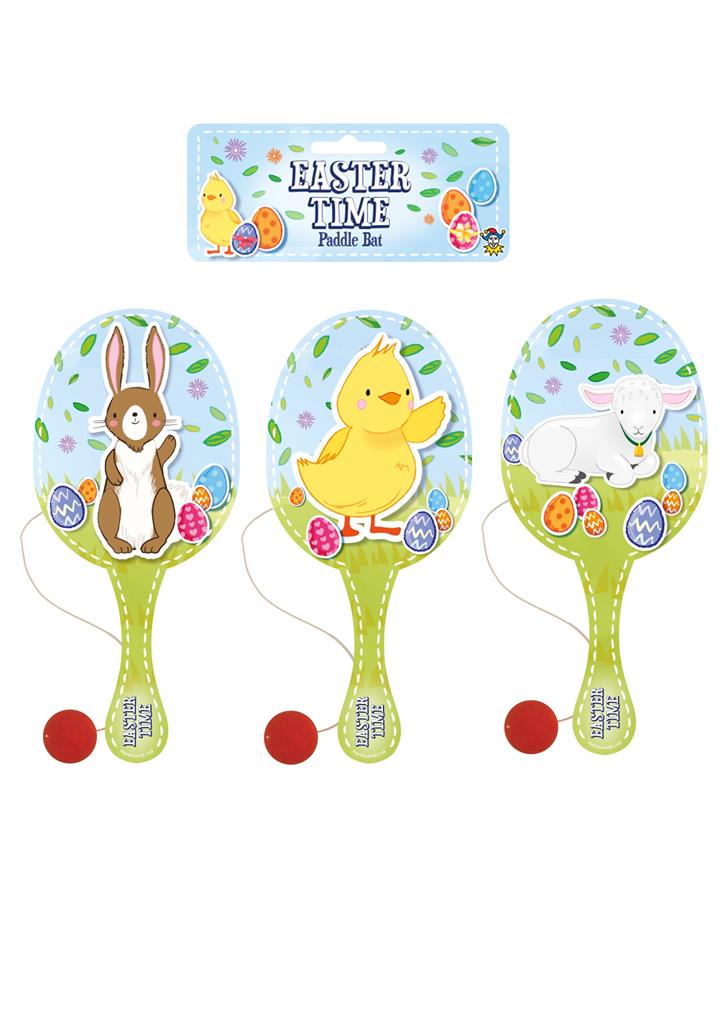 EASTER WOODEN PADDLE BAT & BALL 22CM - Click Image to Close