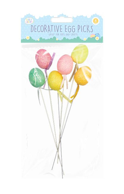 Mini Decorative Egg Picks 6 Pack - Click Image to Close