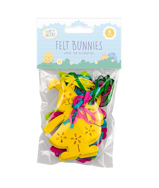 Easter Felt Hanging Bunnies 8 Pack - Click Image to Close