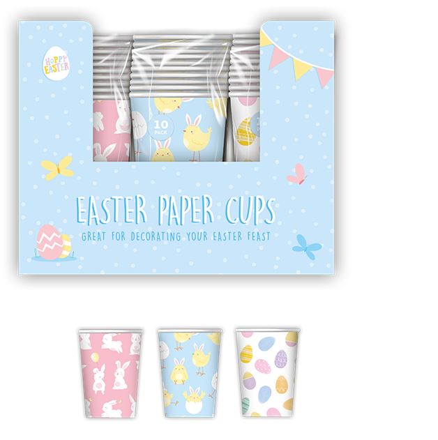 Easter Printed Paper Cups 10 Pack ( Assorted Colours ) - Click Image to Close