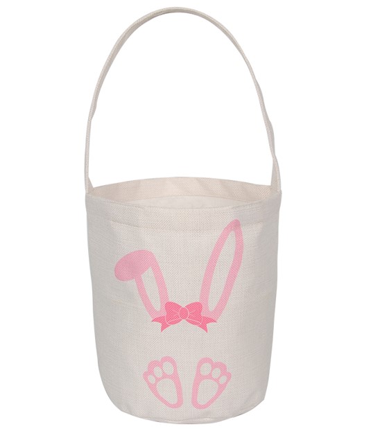 Easter Cotton Bucket With Pink Bunny - Click Image to Close