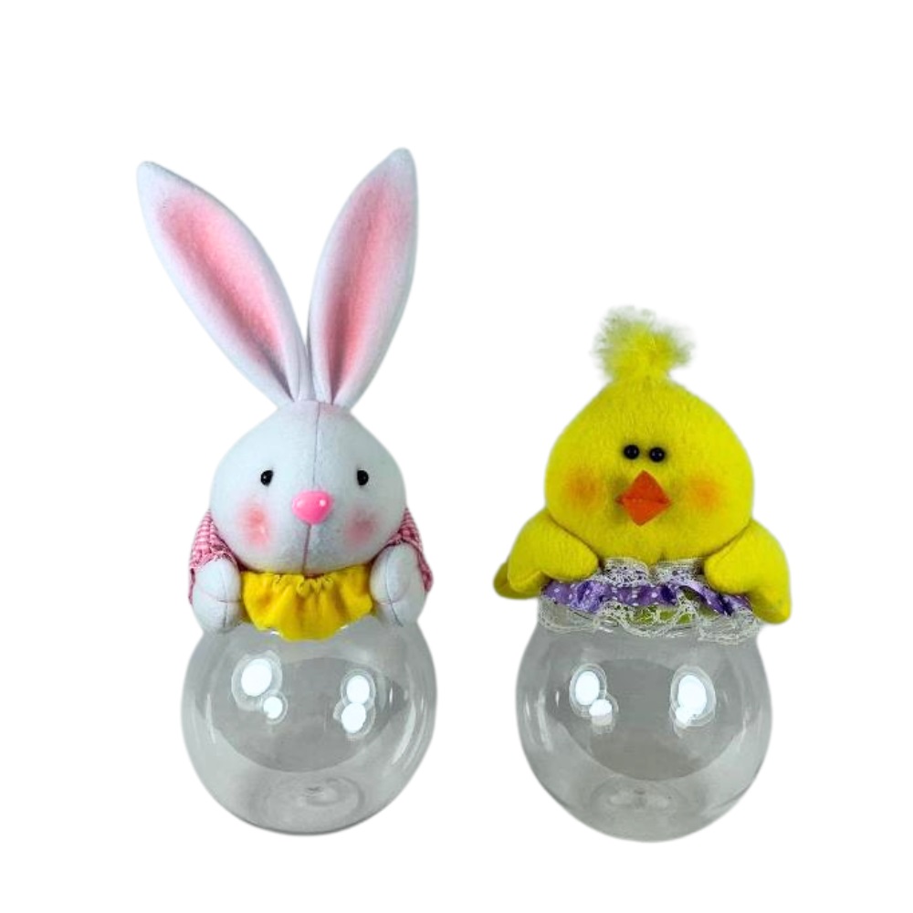 Easter Bunny Or Chick Sweet Candy Jar 6 x 4.5 x 11" - Click Image to Close