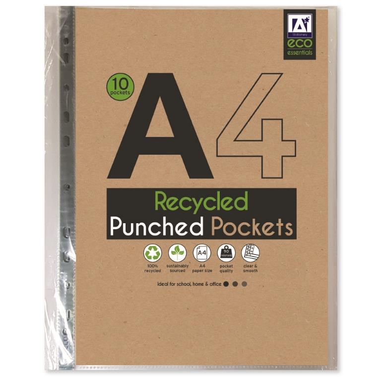 Eco A4 Punch Pockets 10 Pack - Click Image to Close