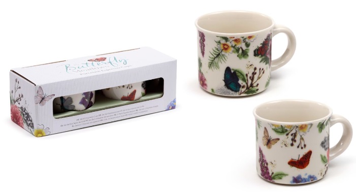 Butterfly Meadows Set of 2 Porcelain Espresso Cups - Click Image to Close