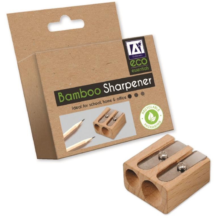 Eco Stationery Bamboo Two Hole Sharpener - Click Image to Close