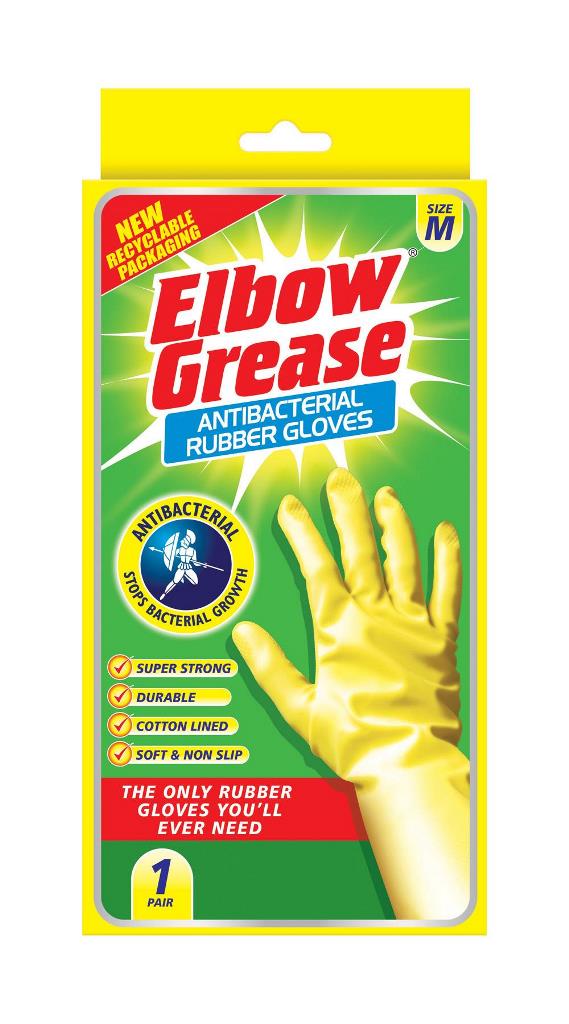 Elbow Grease Antibacterial Rubber Gloves Medium 1 Pack - Click Image to Close