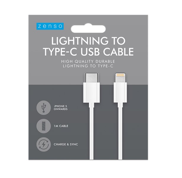 Type-C to Lightning White Cable 1M - Click Image to Close