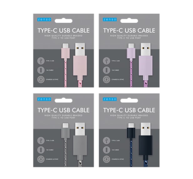 Type-C to USB Braided Cable 1M - Click Image to Close