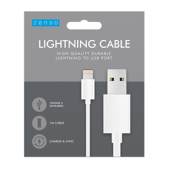 Lightning to USB White Cable 1M - Click Image to Close