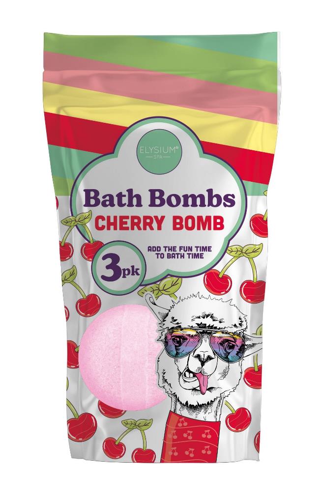 Elysium Spa 3 X 50g Bath Bombs Cherry Bomb - Click Image to Close