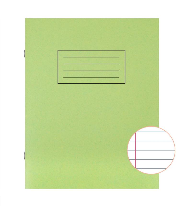 Silvine Green P4To Exercise Book Lined With Margin X 10 - Click Image to Close