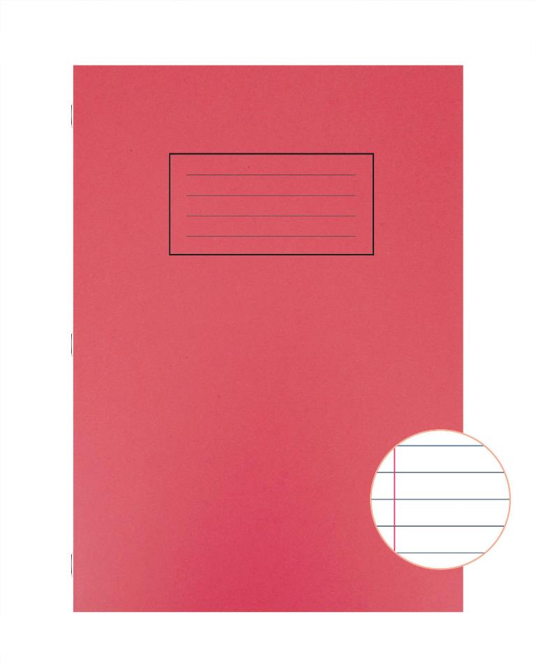 Silvine Red A4 Exercise Book Lined With Margin X 10 - Click Image to Close