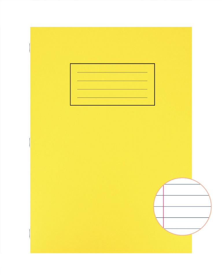 Silvine Yellow A4 Exercise Book Lined With Margin X 10 - Click Image to Close
