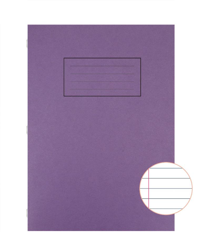Silvine Purple A4 Exercise Book Lined With Margin X 10 - Click Image to Close