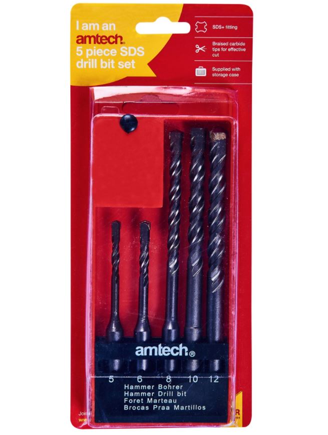 Amtech 5 Piece Sds Drill Bit Set - Click Image to Close