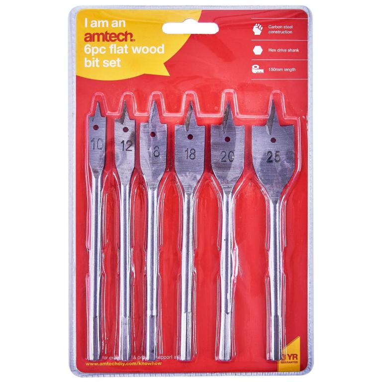Amtech 6 Pack Metric Flat Wood Bit Set - Click Image to Close