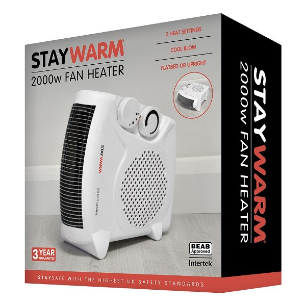 Lloytron 2000W Upright & Flat Fan Heater - Click Image to Close