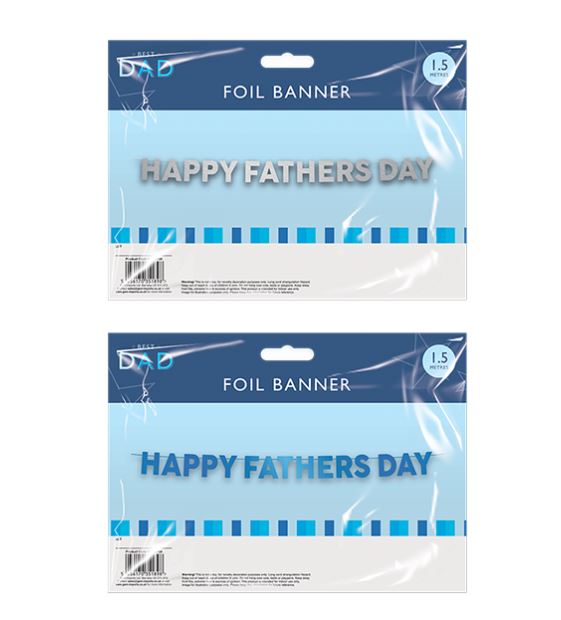 Fathers Day Happy Fathers Day Foil Banner 1.5M - Click Image to Close