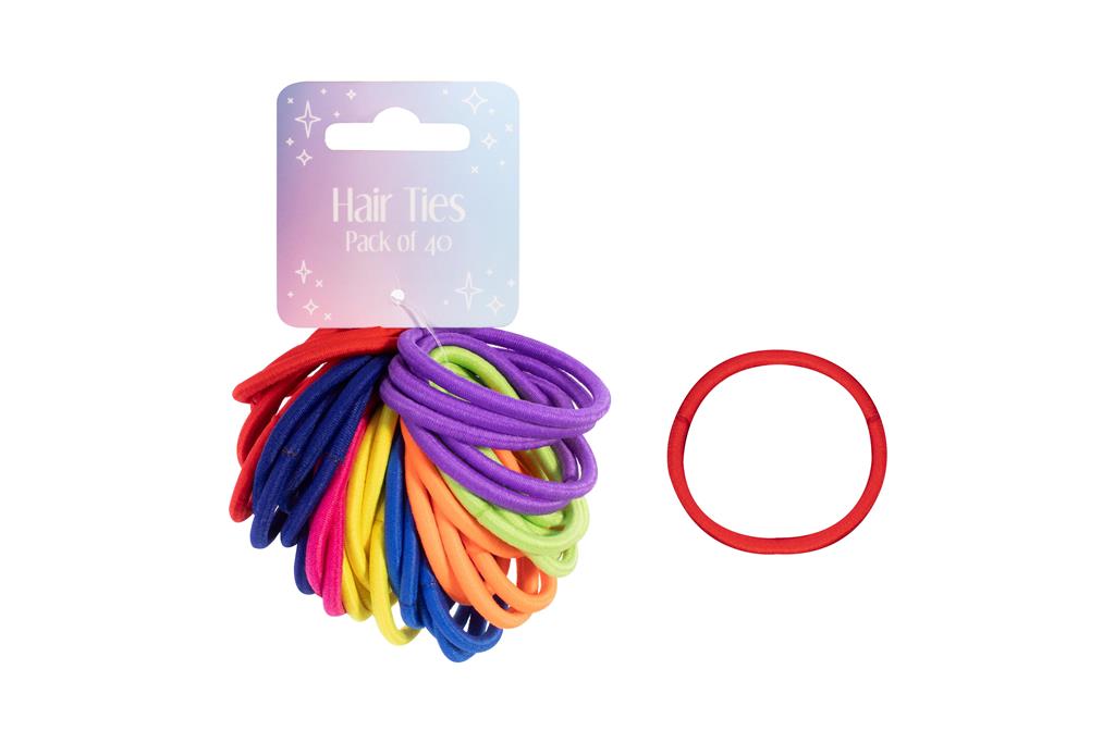 40 Coloured Hair Ties - Click Image to Close
