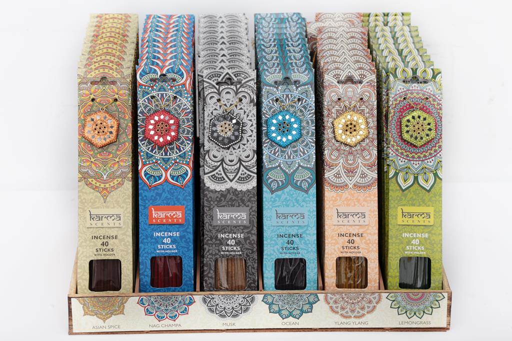 Karma Incense With Holder 40 Pack - Click Image to Close