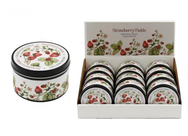 Strawberry Field Tin Candle - Click Image to Close