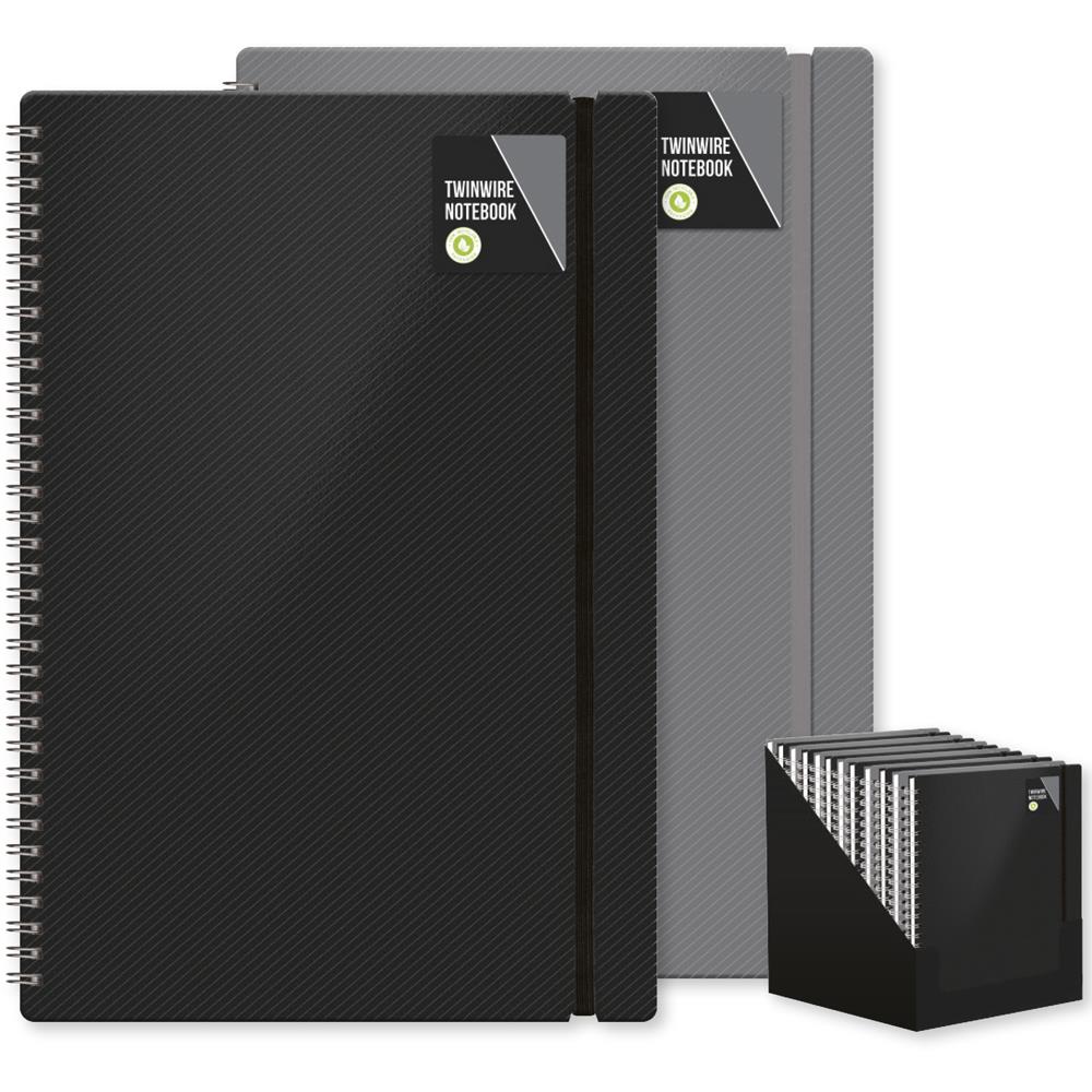 Stationery A4 Pp Ribbed Notebook Black - Click Image to Close