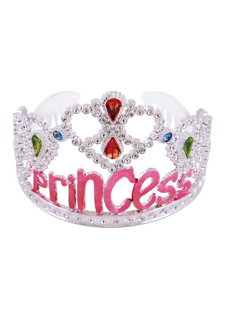 Silver and Pink Princess Tiara (11.5cm x 9cm) - Click Image to Close