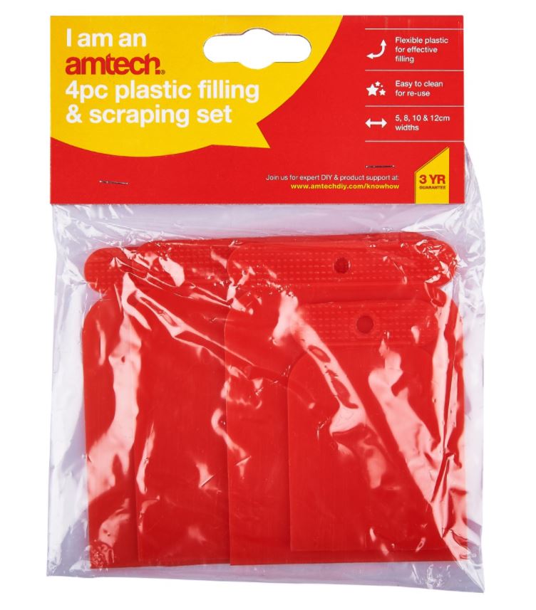 Amtech 4 Piece Plastic Scraper Set - Click Image to Close