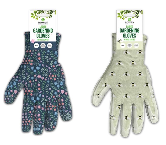 Ladies Printed Nitrile Coated Gloves - Click Image to Close