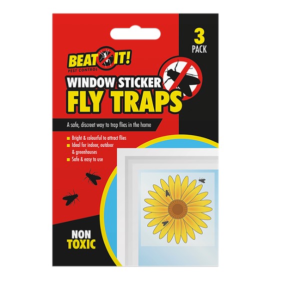 Window Sticker Fly Traps - 3 Pack - Click Image to Close