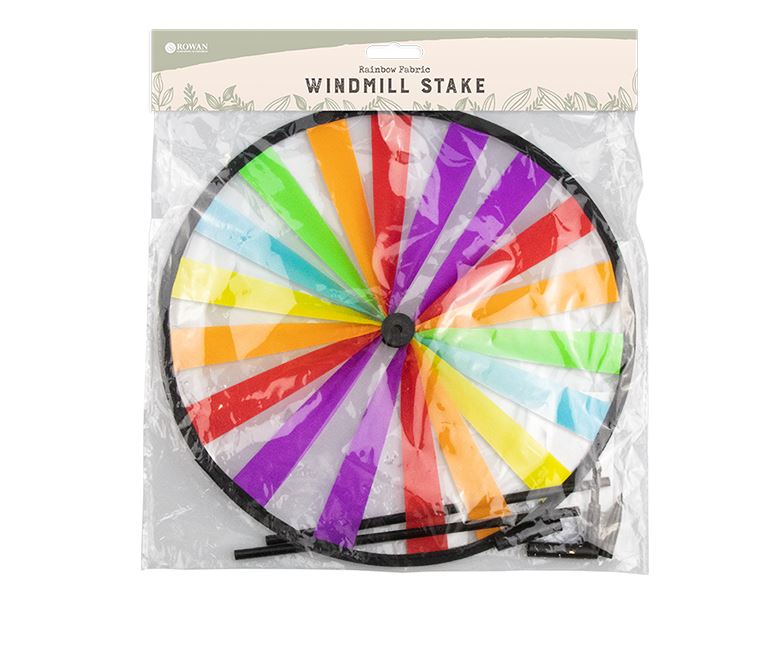 Rainbow Fabric Windmill On Stick - Click Image to Close