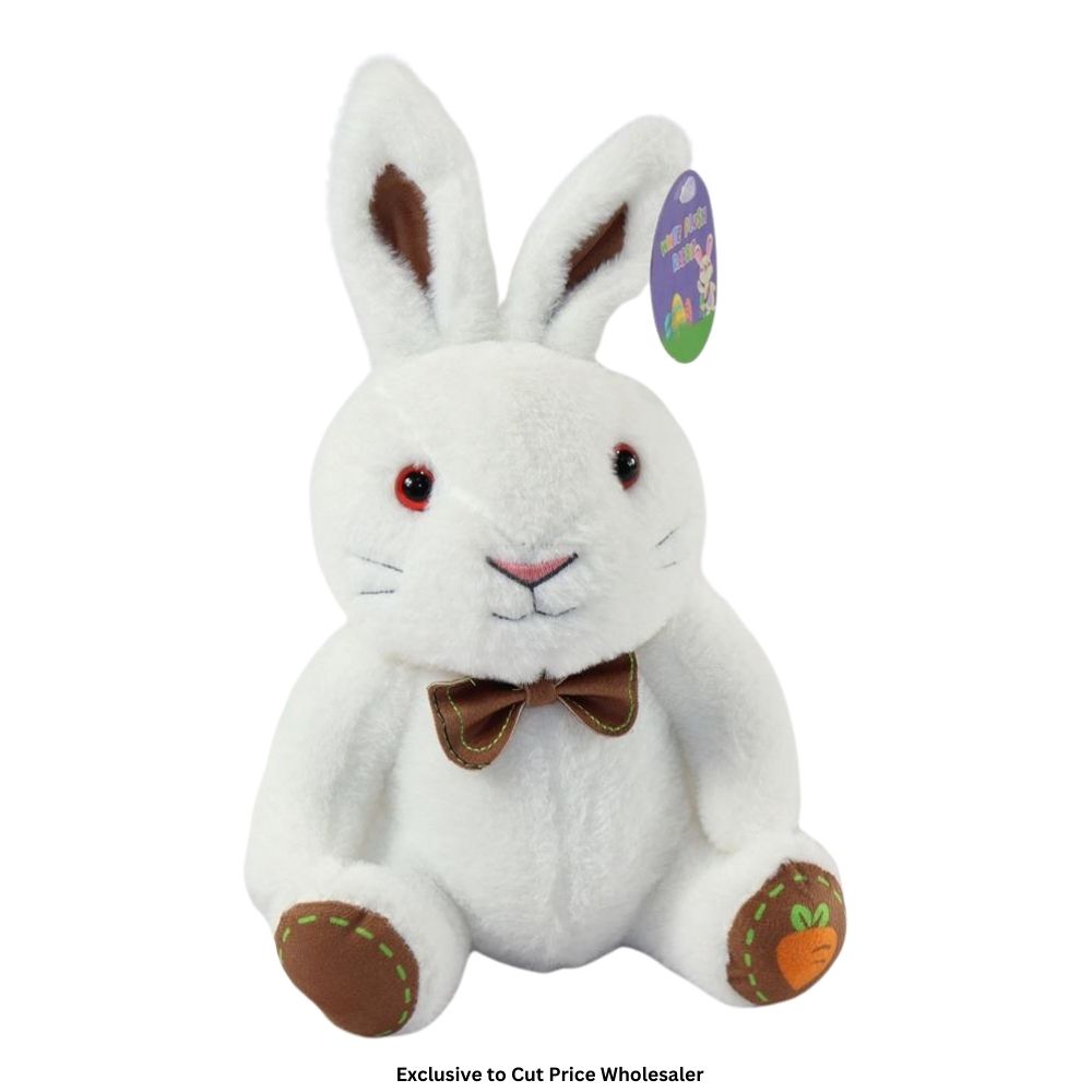 25cm Sitting Rabbit White Plush Teddy - Click Image to Close
