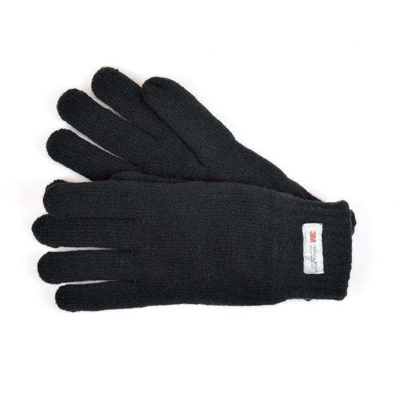 Mens Black Thinsulate Knitted Glove - Click Image to Close