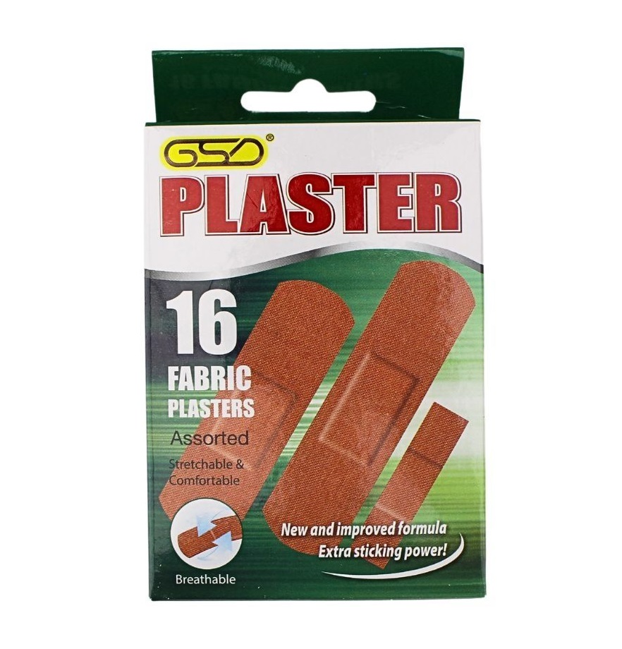 GSD Assorted Fabric Plasters Pack Of 16 - Click Image to Close