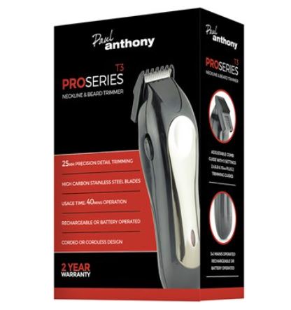 Paul Anthony 'Pro Series T3' USB Beard & Neckline Trimmer - Click Image to Close