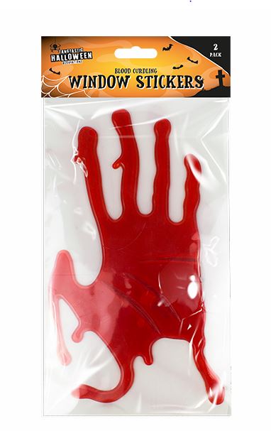 Halloween Bloody Hands Gel Window Stickers - Click Image to Close