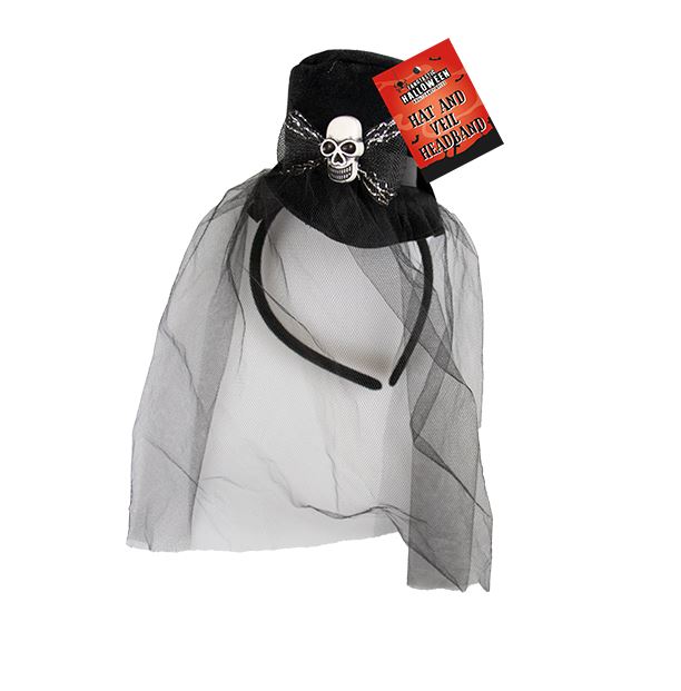 HALLOWEEN TOP HAT & VEIL HEADBAND - Click Image to Close