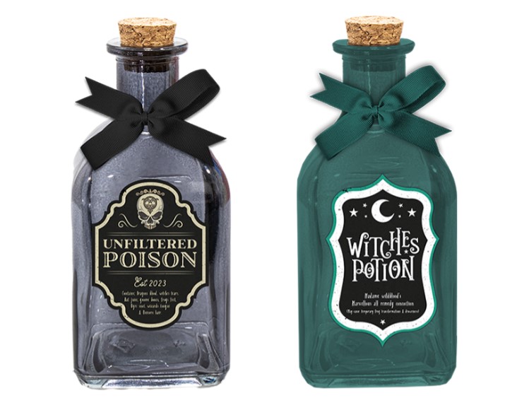 Halloween Glass Decorative Potion Bottles - Click Image to Close