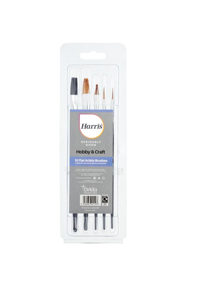 Harris Seriously Good Flat Artist Paint Brush Set 10 Pack - Click Image to Close
