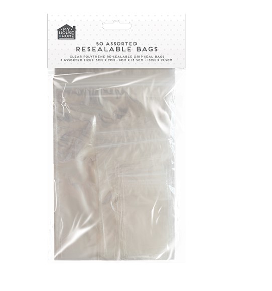 Clear Plastic Resealable Bags ( 50 Assorted ) - Click Image to Close