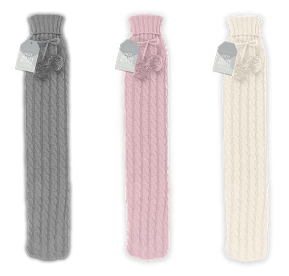 Cable Knitted Hot Water Bottle 2L - Click Image to Close