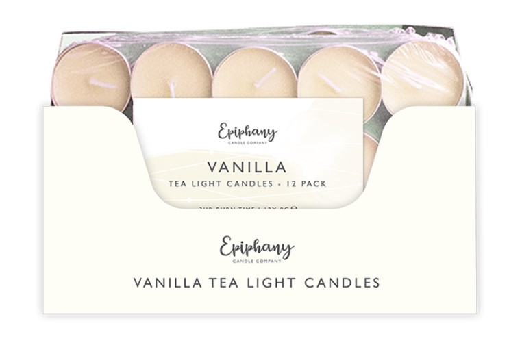 Vanilla Tealight Candles 12 Pack - Click Image to Close
