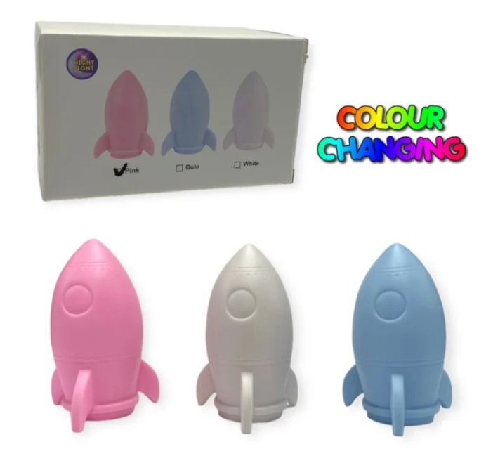 Rocket Night Light Colour Changing 14cm - Click Image to Close