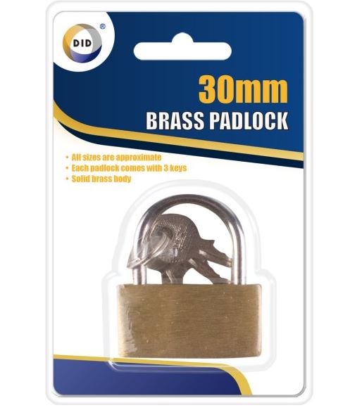 Brass Padlock 30mm - Click Image to Close